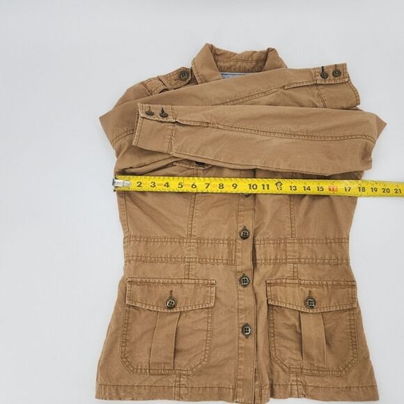 Tommy Hilfiger Military Jacket Shacket Womens Small Brown Weathered Distressed - Picture 6 of 8